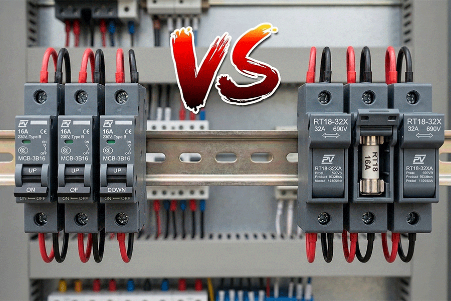 DIN rail fuse holder vs MCB in industrial control panel