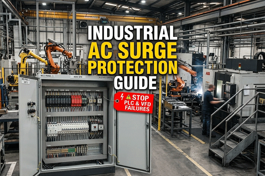 Industrial AC surge protector in Motor Control Center for PLC protection